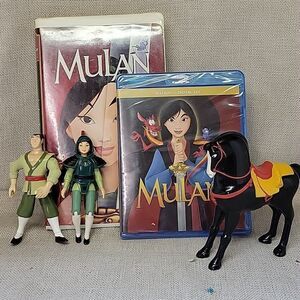 Disney Mulan vhs, Blu-ray movie plus figures